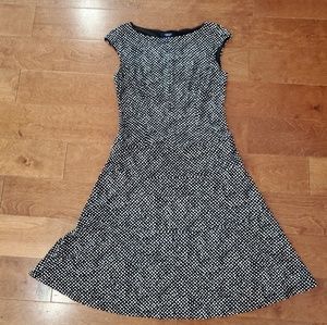 Chaps black dress with white dots